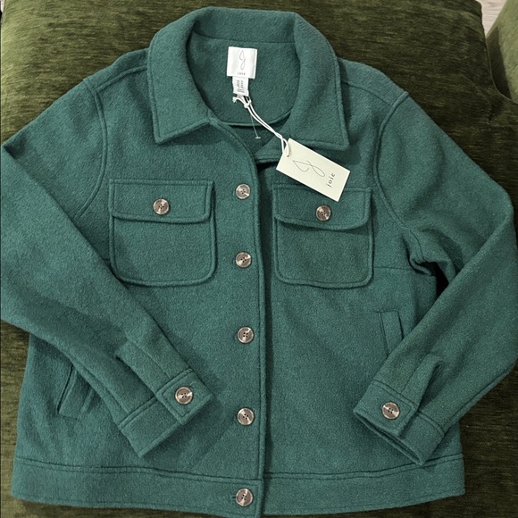 Joie Wool Blend Shirt Jacket Green Button Front Size 1X NWT - Picture 2 of 10